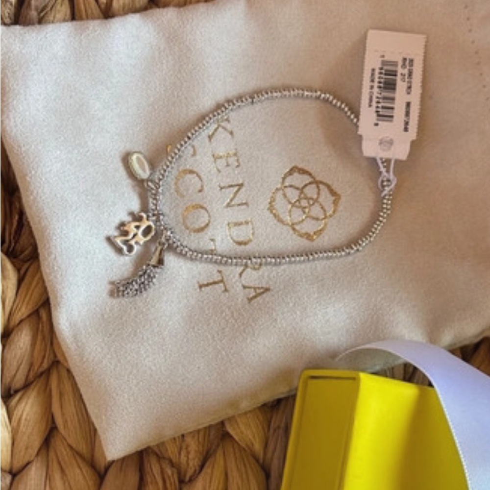 Kendra Scott Silver Charm Bracelet with Tassel & Ivory gem & 2025 charm